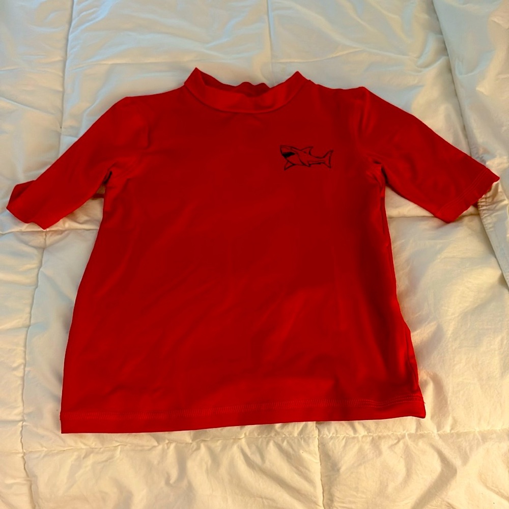 Kids Cat&Jack Red Rash Guard Swim Shirt: size S 6/7